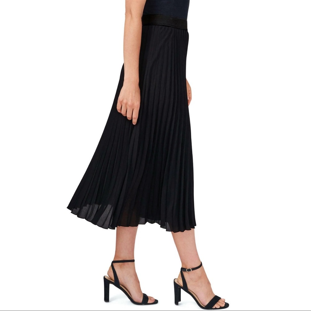 Vince Camuto Pleated Black Midi Skirt Size XS